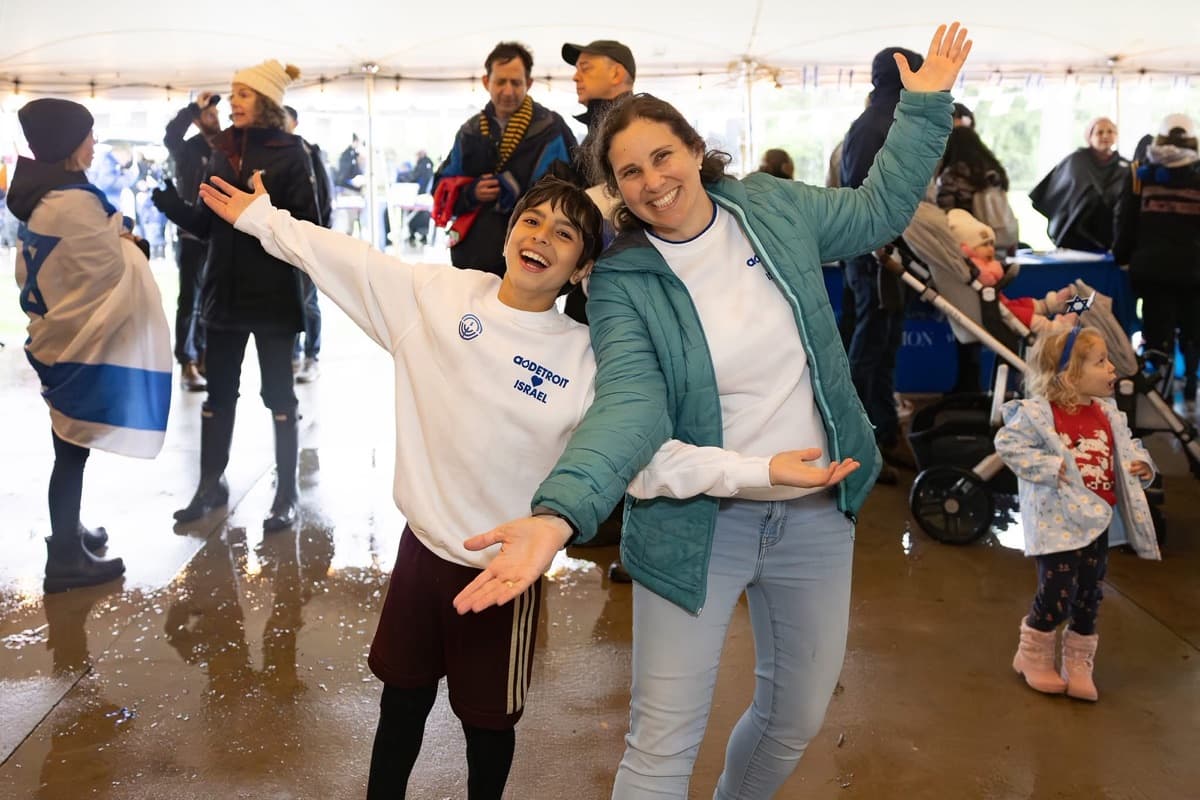 A mother and child celebrating together