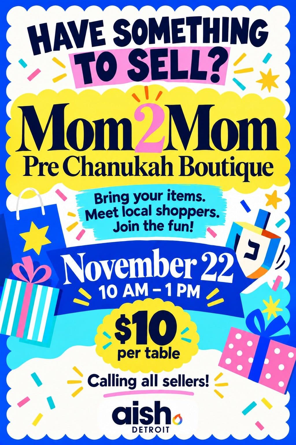 Mom2Mom Pre Chanukah Boutique flyer